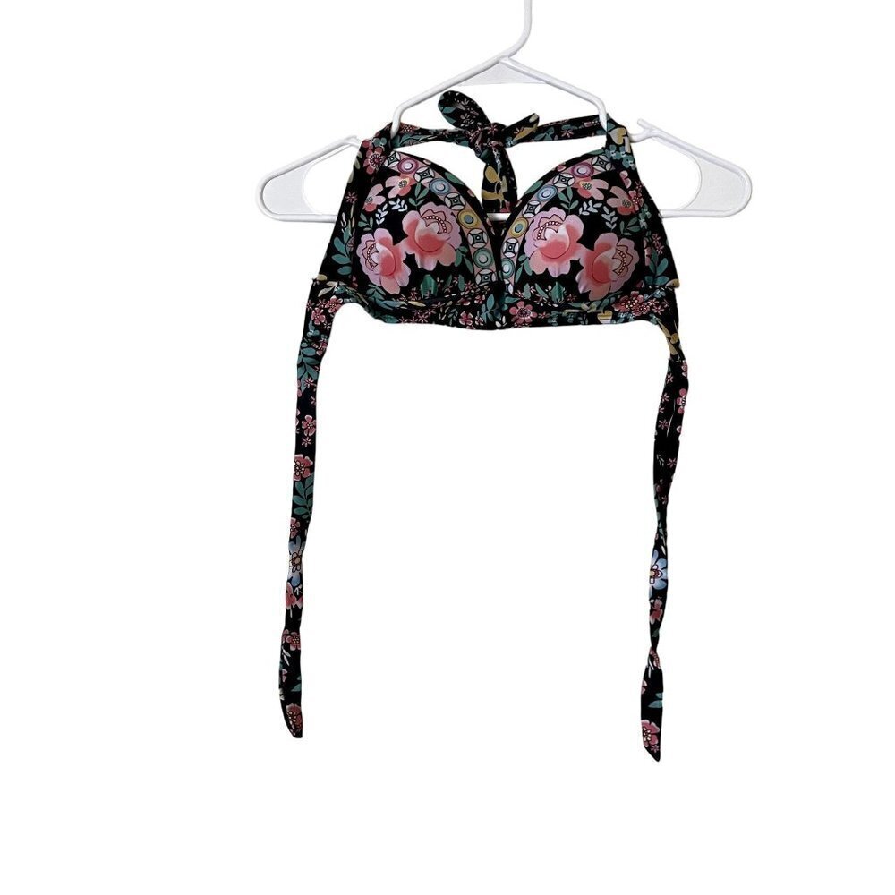 Swimsuit bra top floral beach wear bikini top strap ties